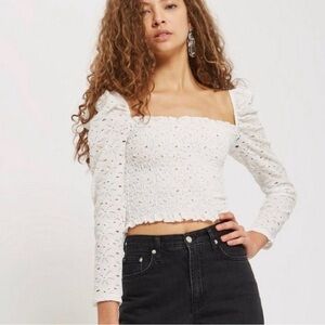 Brand new White Smocked Long Sleeve Top